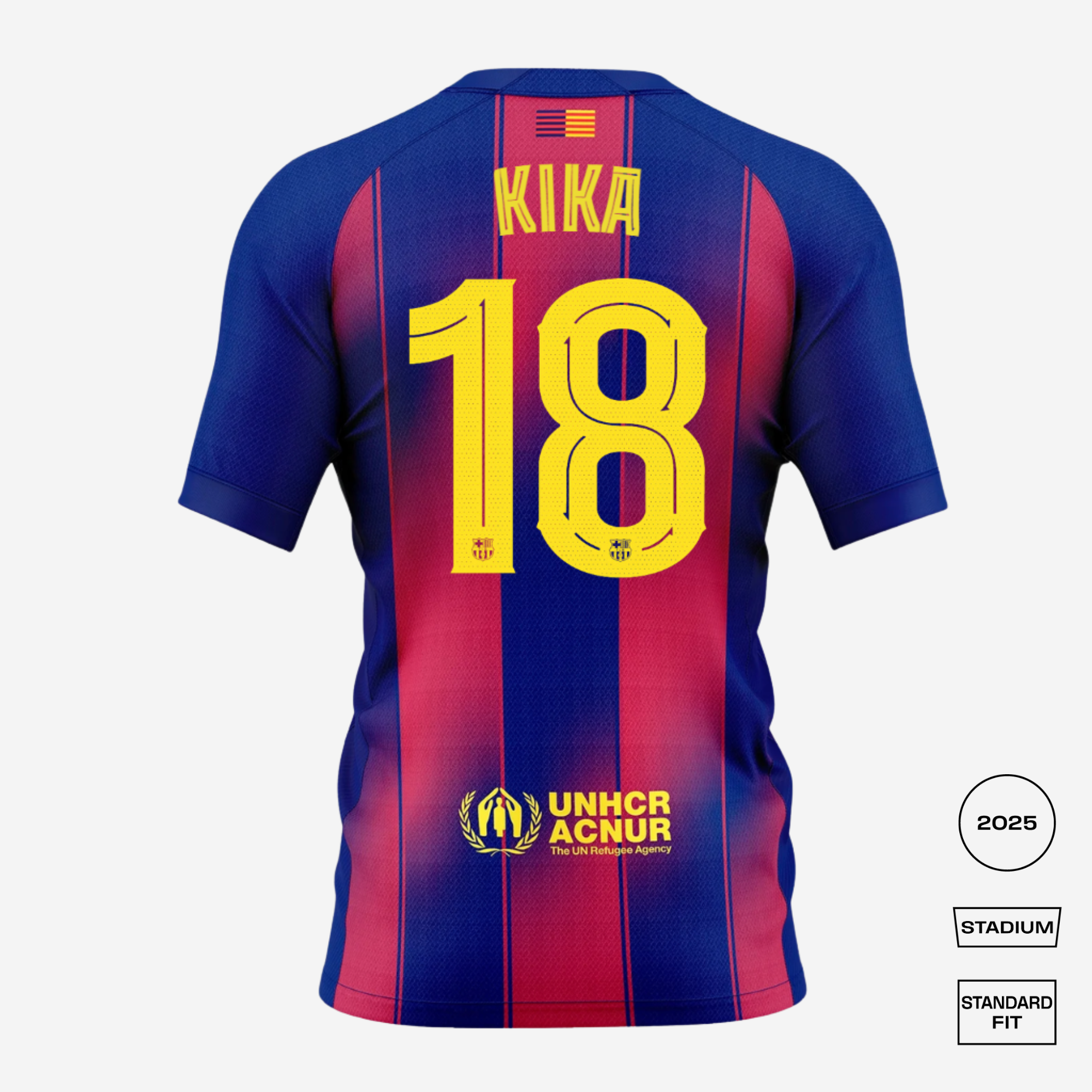 FC Barcelona Home Straight Fit Stadium Shirt - KIKA 18 SLEEVE PATCHES