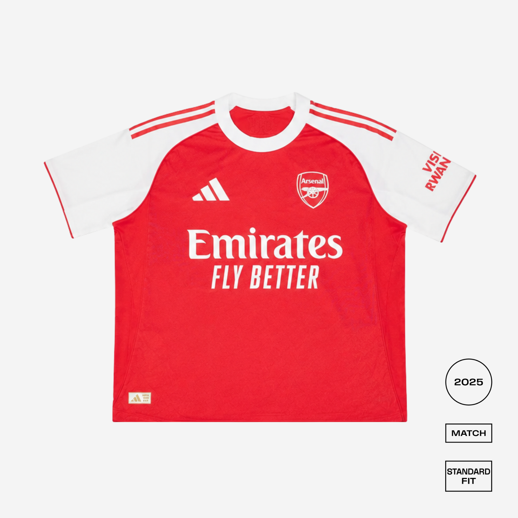 Arsenal 2025/26 Home Straight Match Fit Jersey