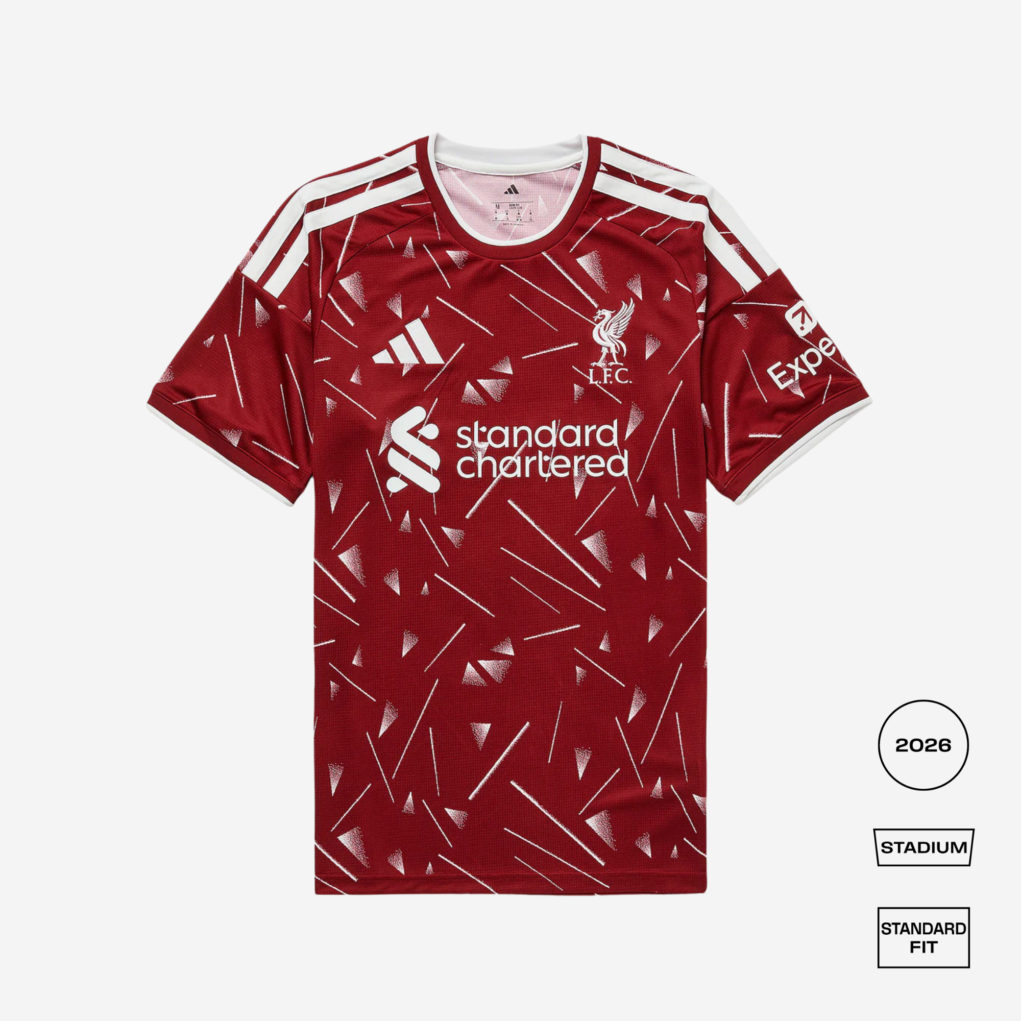 liverpool home shirt layed flat on white background